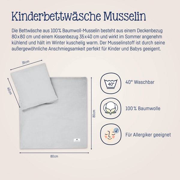 Julius Zöllner Bettwäsche aus Baumwollmusselin, Grau Flash Sale