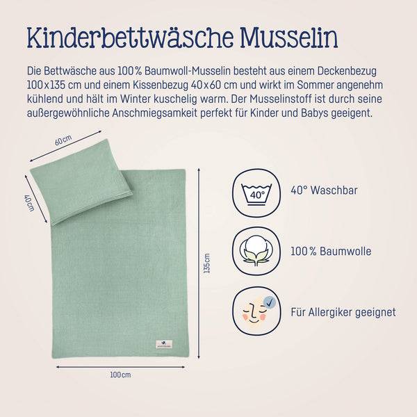 Julius Zöllner Bettwäsche aus Baumwollmusselin, Grün Begrenztes Angebot