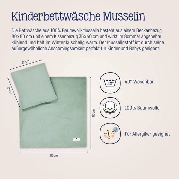Julius Zöllner Bettwäsche aus Baumwollmusselin, Grün Begrenztes Angebot