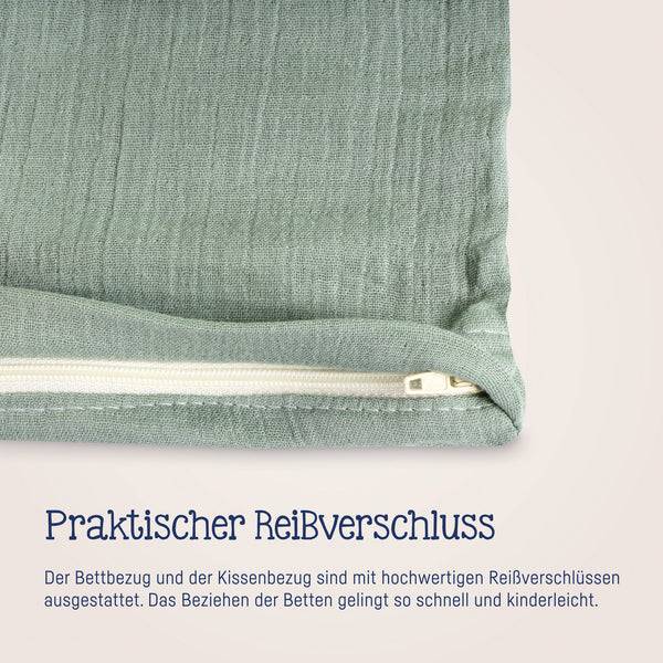 Julius Zöllner Bettwäsche aus Baumwollmusselin, Grün Begrenztes Angebot
