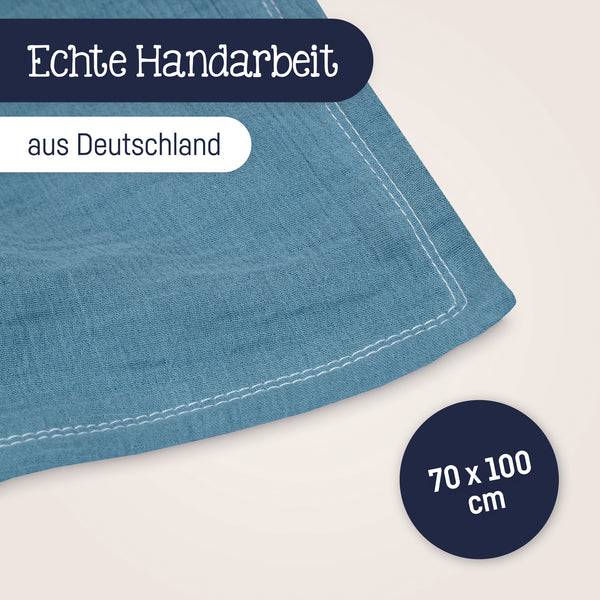 Julius Zöllner Kuscheldecke aus Baumwollmusselin, Blau Vatertagsangebot