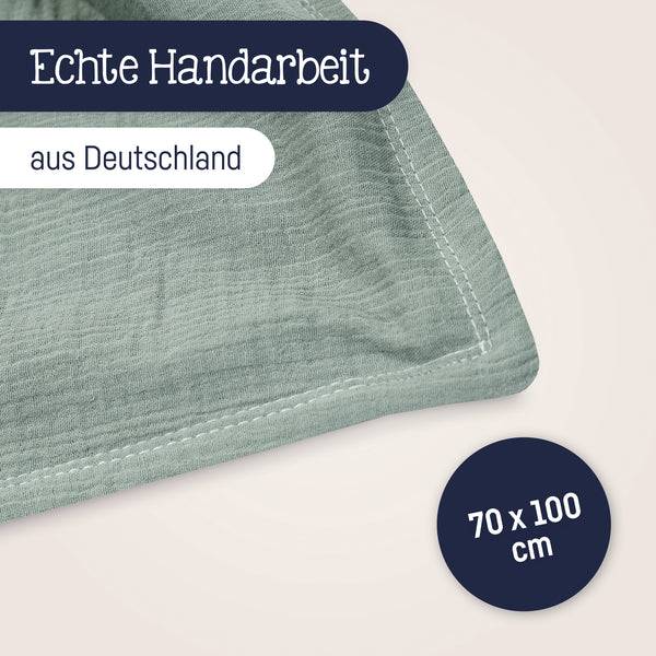 Julius Zöllner Kuscheldecke aus Baumwollmusselin, Grün Lagerräumung