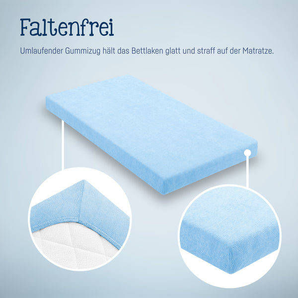 Julius Zöllner Fottee Spannbettlaken für Babymatratzen 60x120 bis 70x140cm, Hellblau Kostenlose Rückgabe