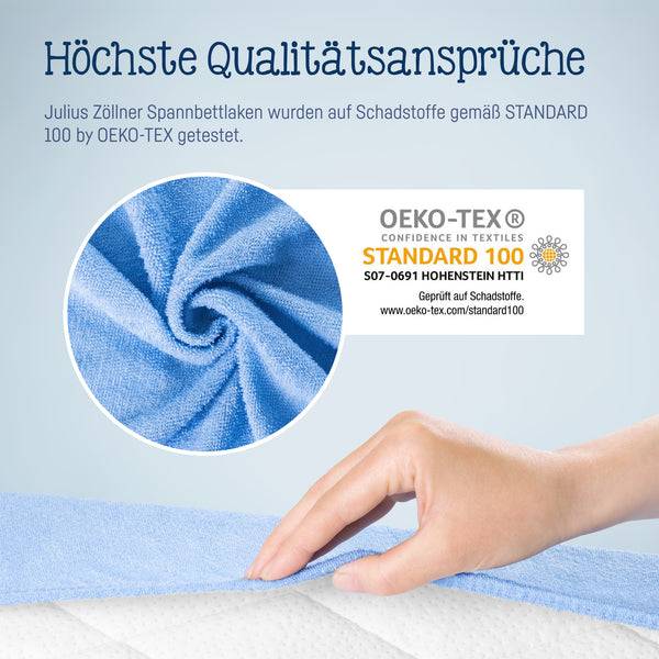 Julius Zöllner Fottee Spannbettlaken für Babymatratzen 60x120 bis 70x140cm, Hellblau Kostenlose Rückgabe