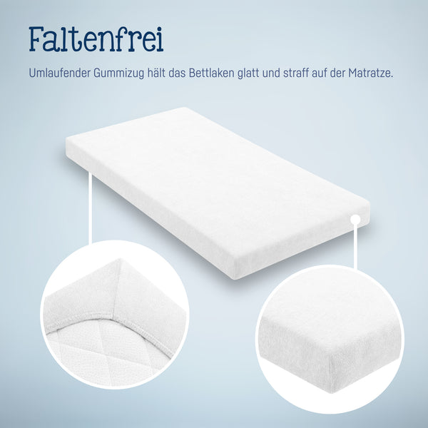 Julius Zöllner Fottee Spannbettlaken für Babymatratzen 60x120 bis 70x140cm, Weiß Letzte 3 Tage