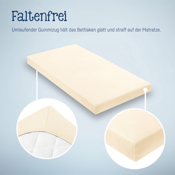 Julius Zöllner Jersey Spannbettlaken für Babymatratzen 60x120 bis 70x140cm, Ecru Räumungsverkauf