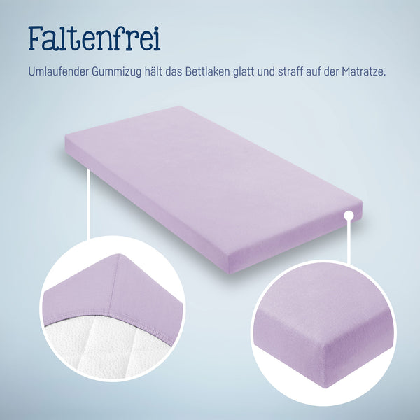 Julius Zöllner Jersey Spannbettlaken für Babymatratzen 60x120 bis 70x140cm, Flieder Kauf eins, bekomm eins gratis