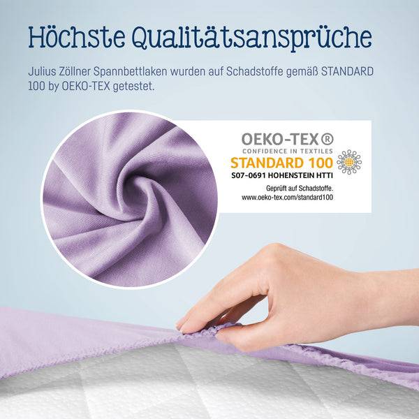 Julius Zöllner Jersey Spannbettlaken für Babymatratzen 60x120 bis 70x140cm, Flieder Kauf eins, bekomm eins gratis
