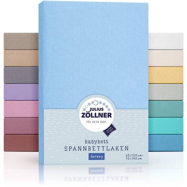 Julius Zöllner Jersey Spannbettlaken für Babymatratzen 60x120 bis 70x140cm, Hellblau