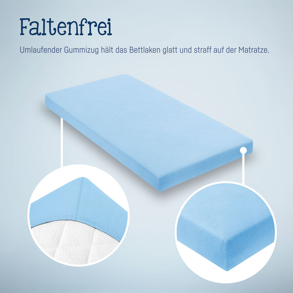 Julius Zöllner Jersey Spannbettlaken für Babymatratzen 60x120 bis 70x140cm, Hellblau Tägliche Deals