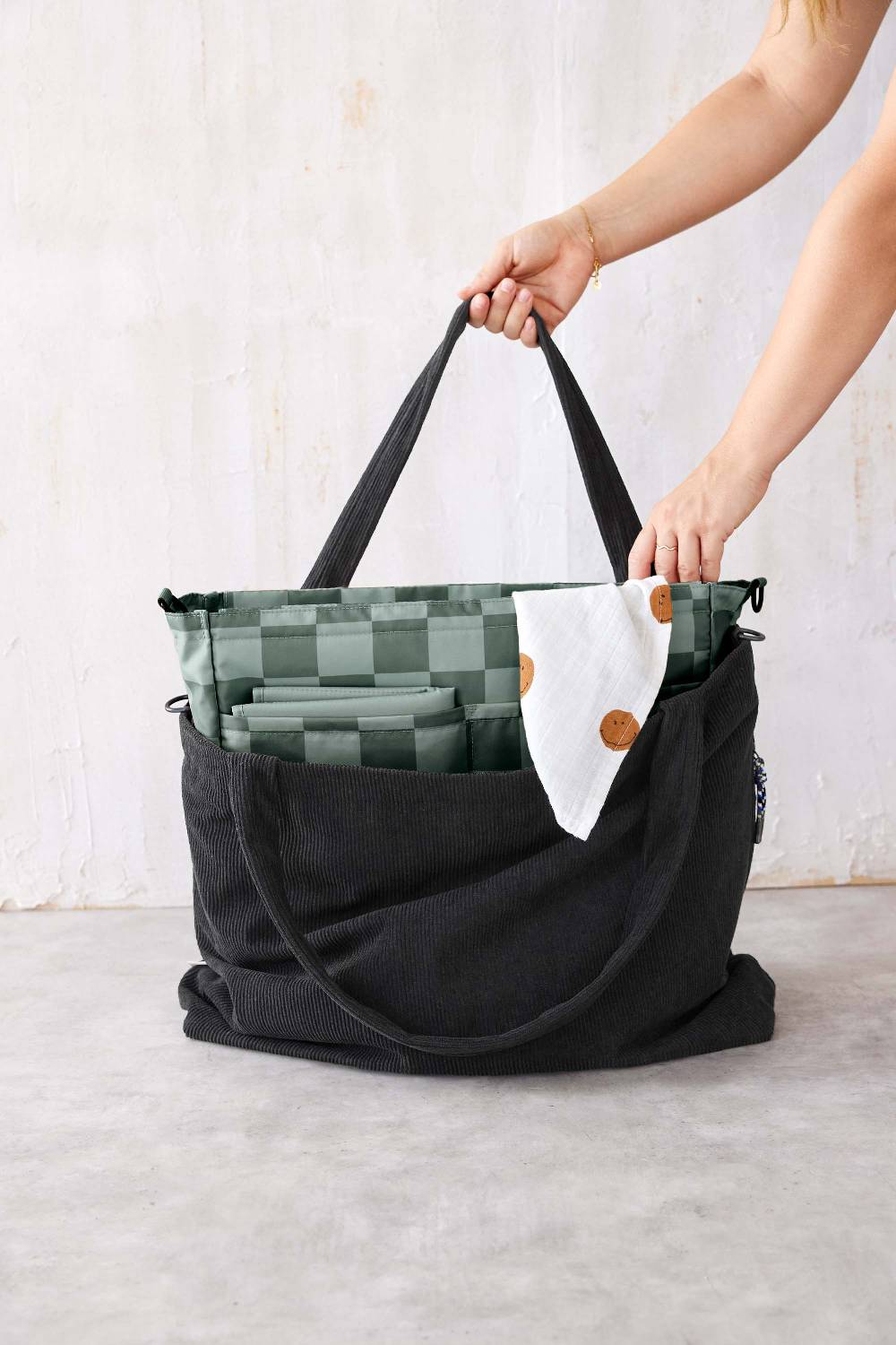 Lässig Shopper MIX - Cord, Schwarz Kostenloser Versand international