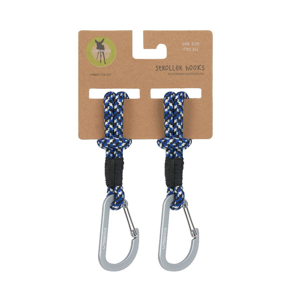 Lässig Kinderwagenhaken 2er Set - Karabiner, Schwarz Blau Fabrikpreis