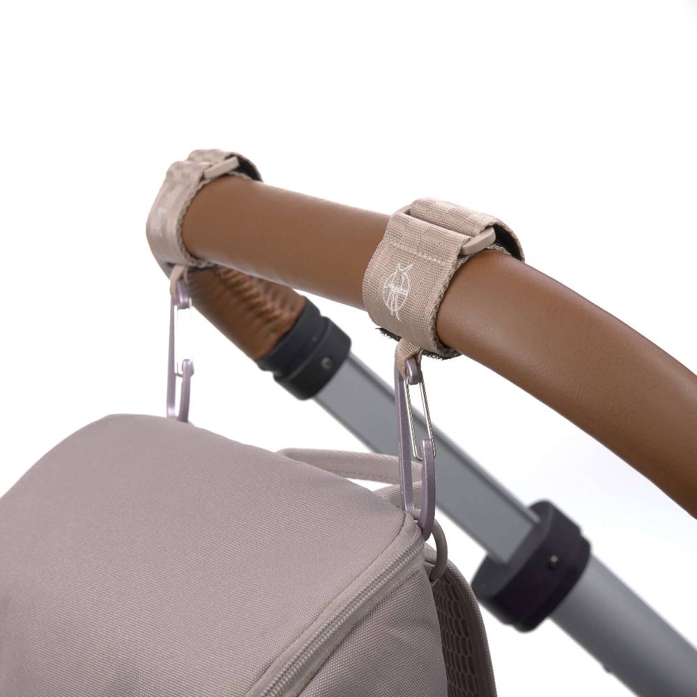 Lässig Kinderwagenhaken 2er Set - Karabiner, Beige Sonderangebot der Fabrik