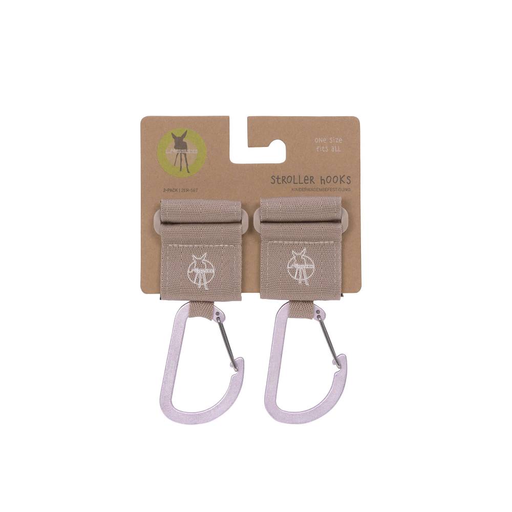 Lässig Kinderwagenhaken 2er Set - Karabiner, Beige Sonderangebot der Fabrik