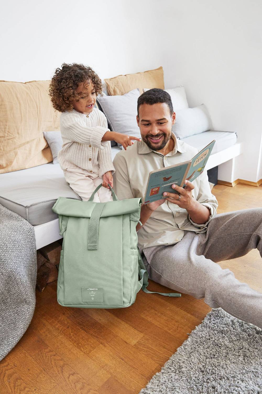 Lässig Wickelrucksack - Rolltop Up Backpack, Silbergrün Nur noch ein Tag übrig