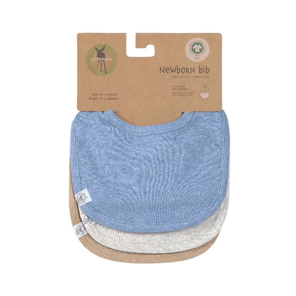 Lässig Spucklätzchen 3er Set - Baumwolle (bio), Blau Hellgrau Beige Günstig kaufen