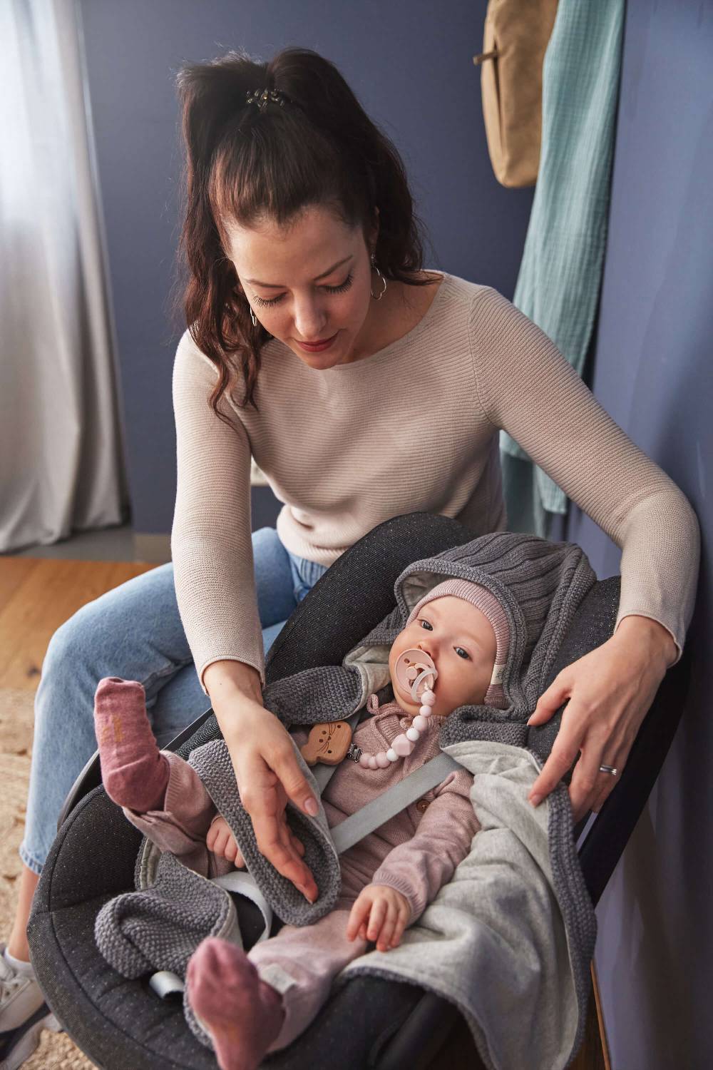 Lässig Einschlagdecke Baby - Bio Baumwolle, Anthrazit Saisonschlussverkauf