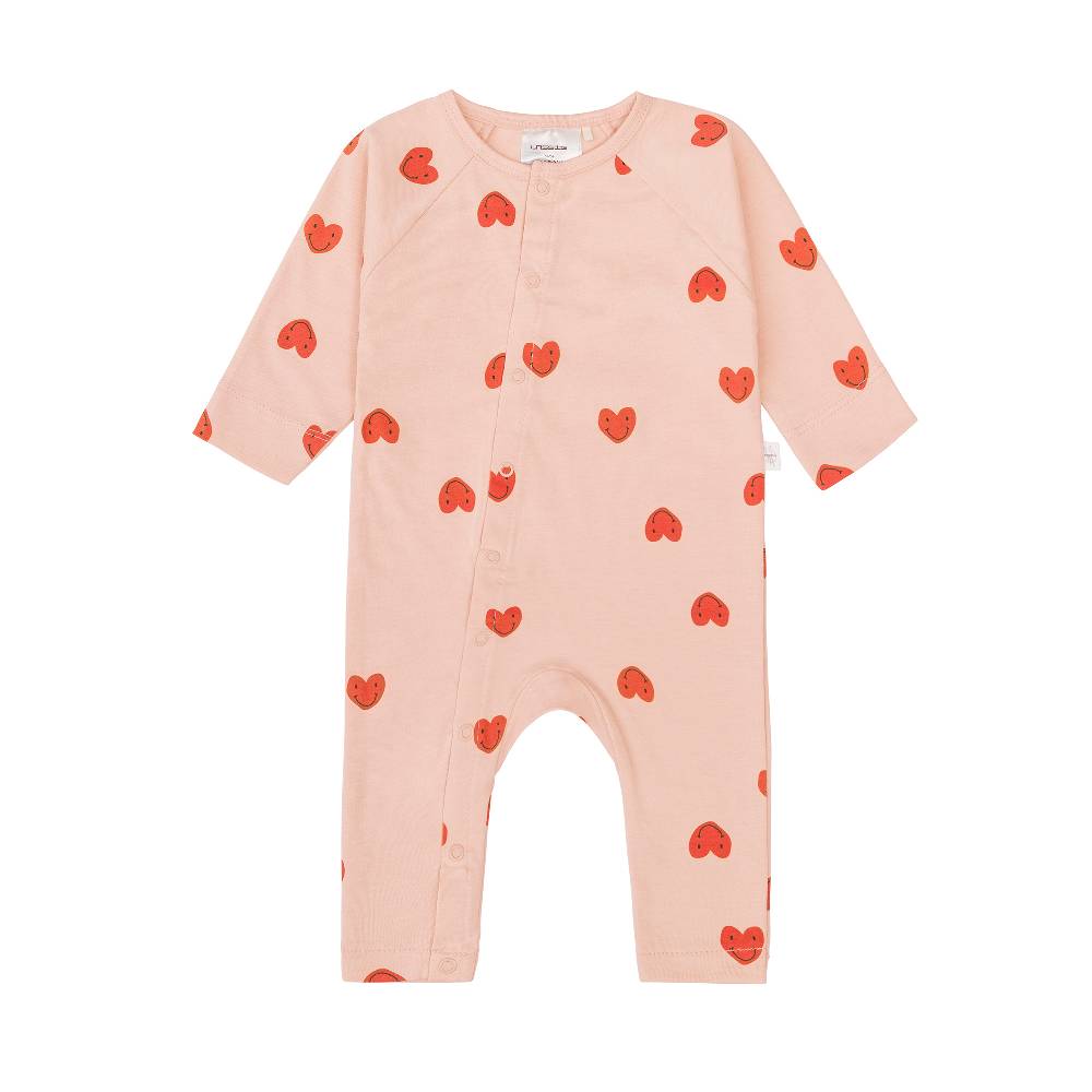 Lässig Baby Schlafoverall - Bio Baumwolle, Herzen, Rosa