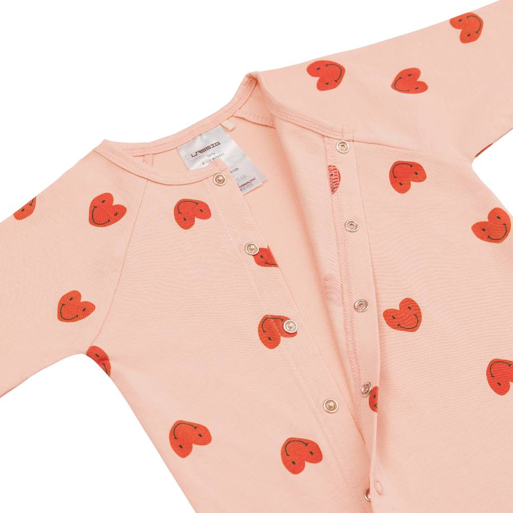 Lässig Baby Schlafoverall - Bio Baumwolle, Herzen, Rosa Räumungsverkauf