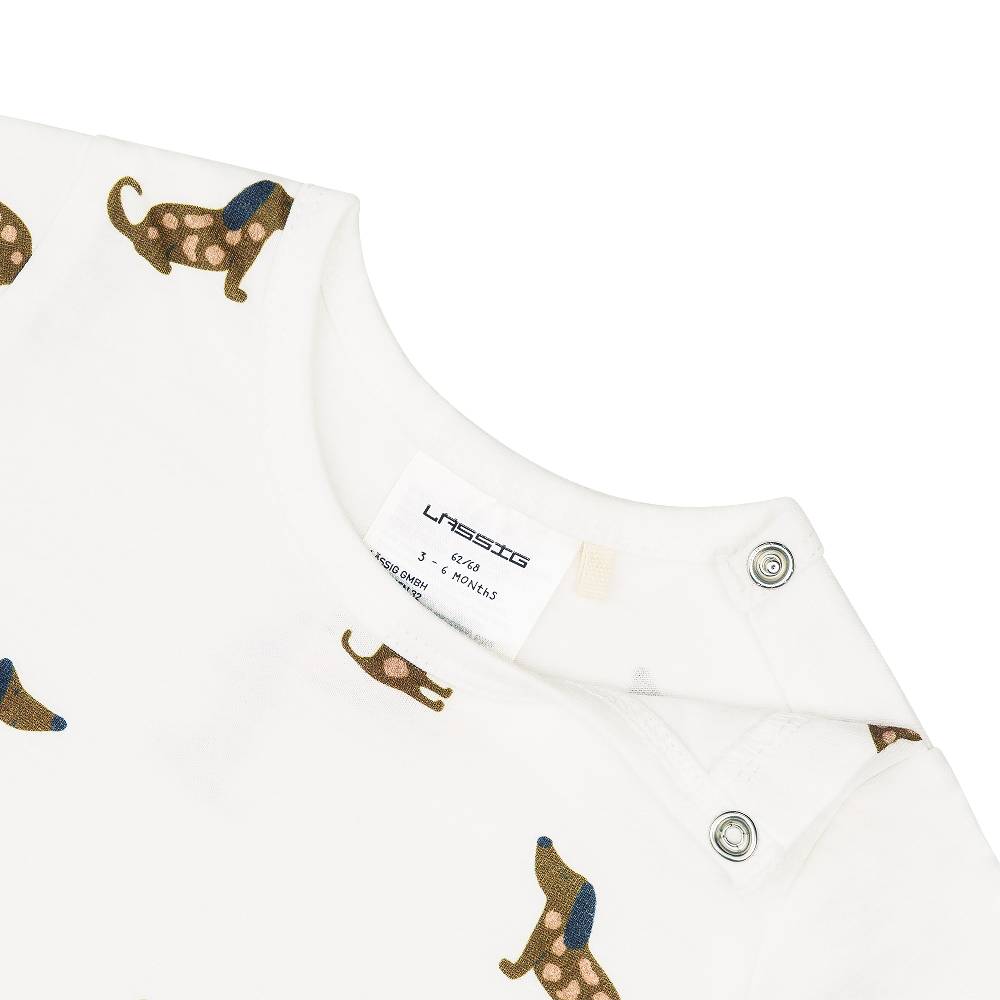Lässig Baby Jumpsuit - Bio Baumwolle, Hund, Beige Letzte 2 Tage