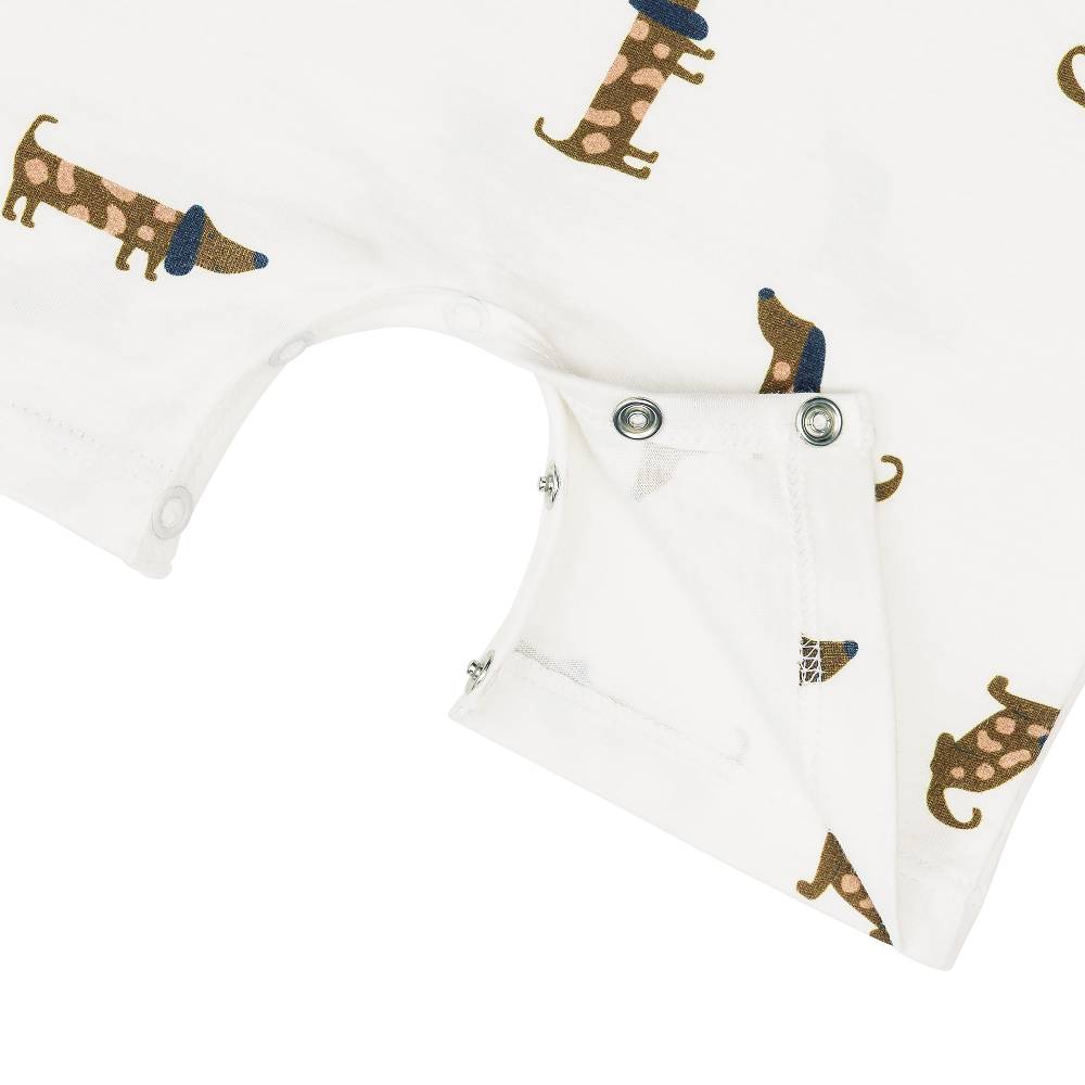 Lässig Baby Jumpsuit - Bio Baumwolle, Hund, Beige Letzte 2 Tage