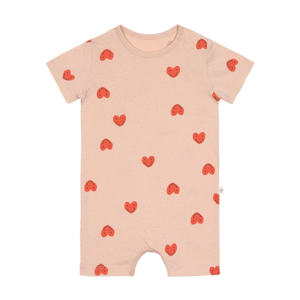 Lässig Baby Jumpsuit - Bio Baumwolle, Herzen, Rosa Letzter Tag