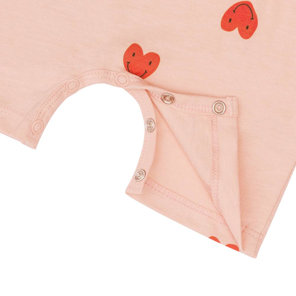 Lässig Baby Jumpsuit - Bio Baumwolle, Herzen, Rosa Letzter Tag