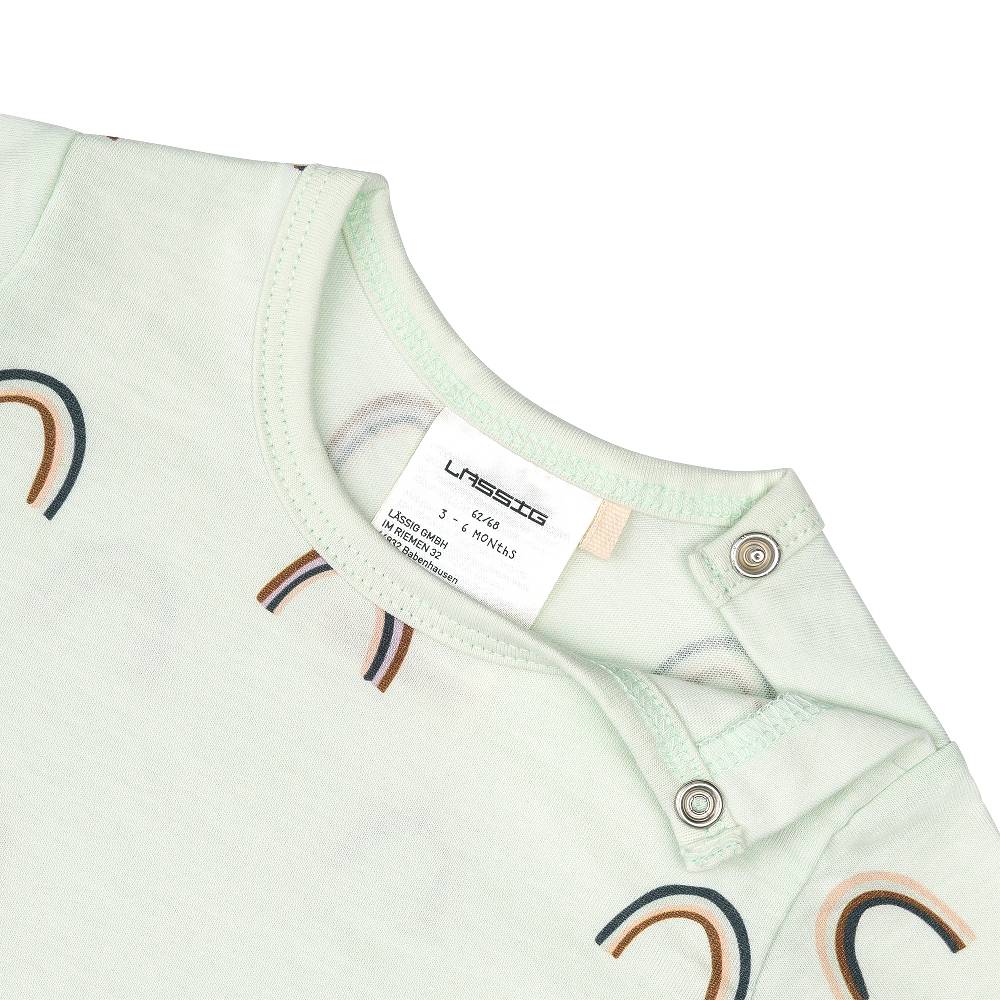 Lässig Baby Jumpsuit - Bio Baumwolle, Regenbogen, Mint Zeitbegrenzte Promotion