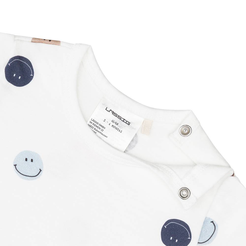 Lässig Baby Jumpsuit - Bio Baumwolle, Smile, Milky Bis zu 50% Rabatt