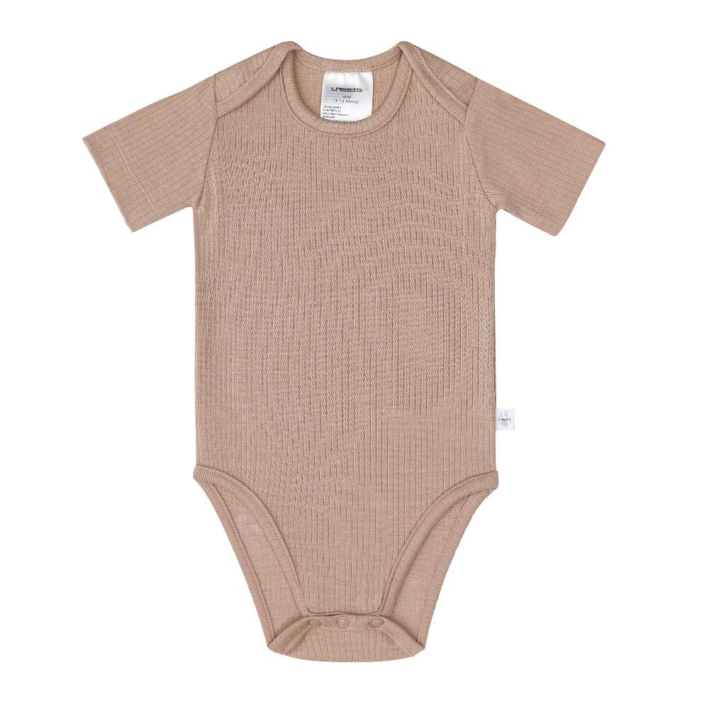 Lässig Baby Body Kurzarm - gerippt, Hellbraun 50% Rabatt mit kostenlosem Versand