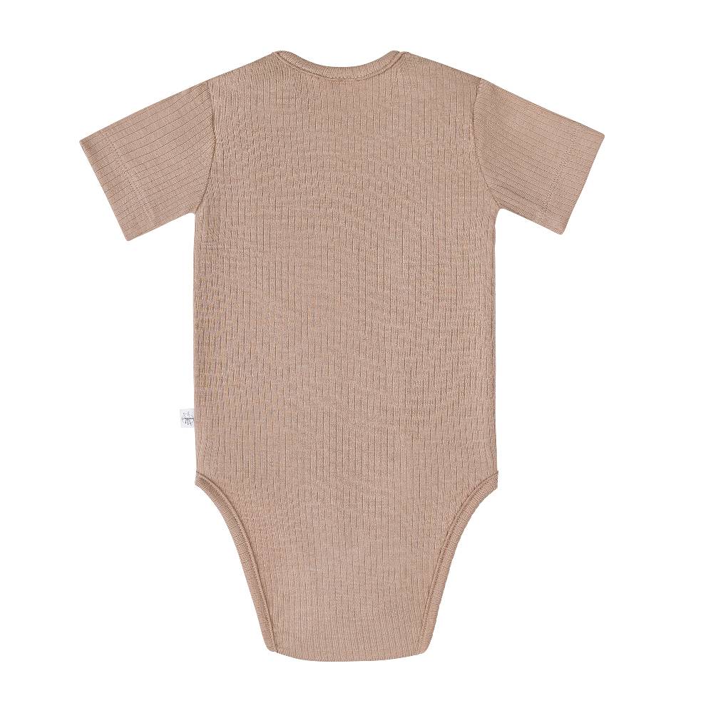 Lässig Baby Body Kurzarm - gerippt, Hellbraun 50% Rabatt mit kostenlosem Versand