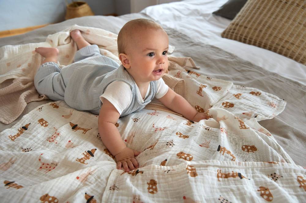 Lässig Musselin Jumpsuit - Bio Baumwolle, Blau Räumungsverkauf