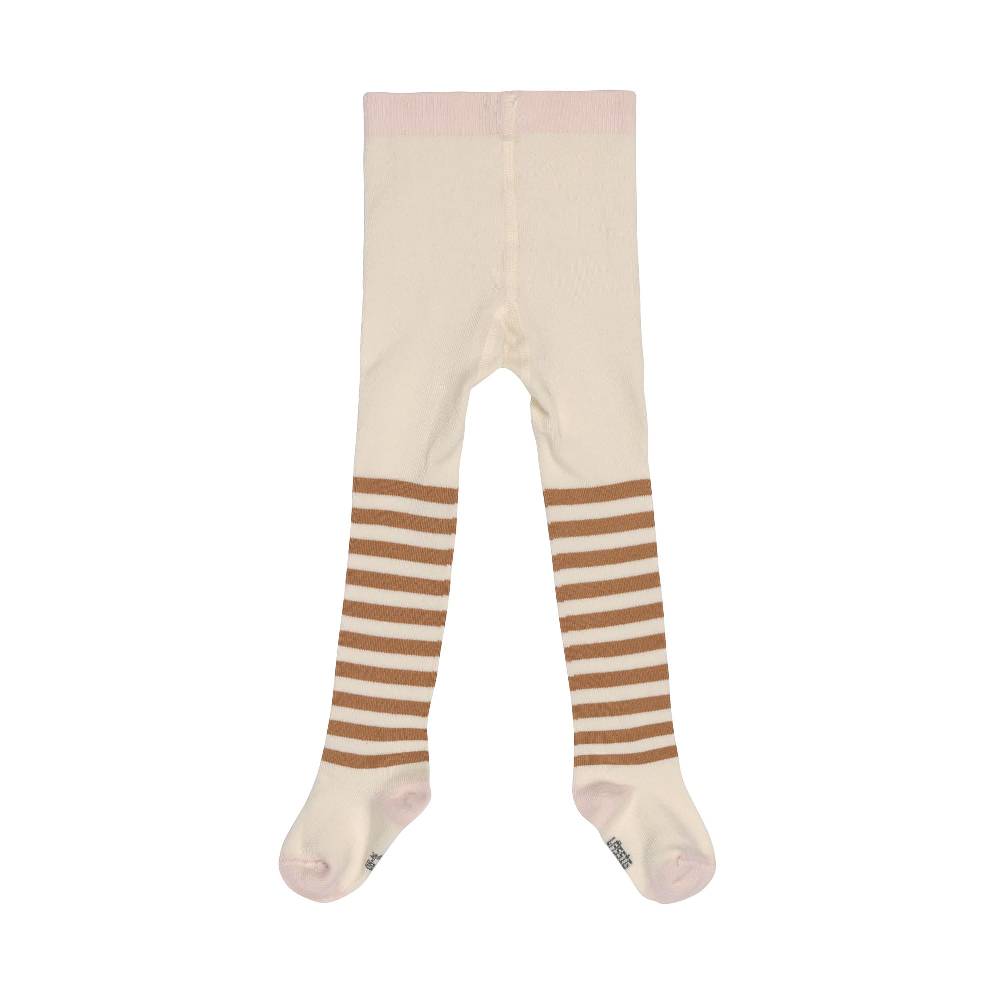 Lässig Strumpfhose GOTS - Tights, Halb Gestreift Weiß Karamell Super Sparpreis