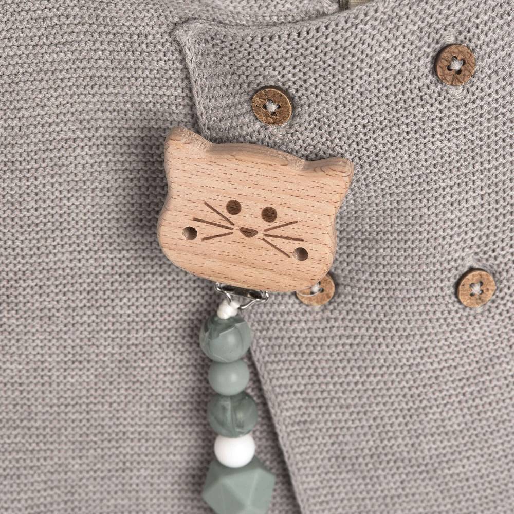 Lässig Schnullerkette - Little Chums, Katze Grau Vierteljährliche Förderung
