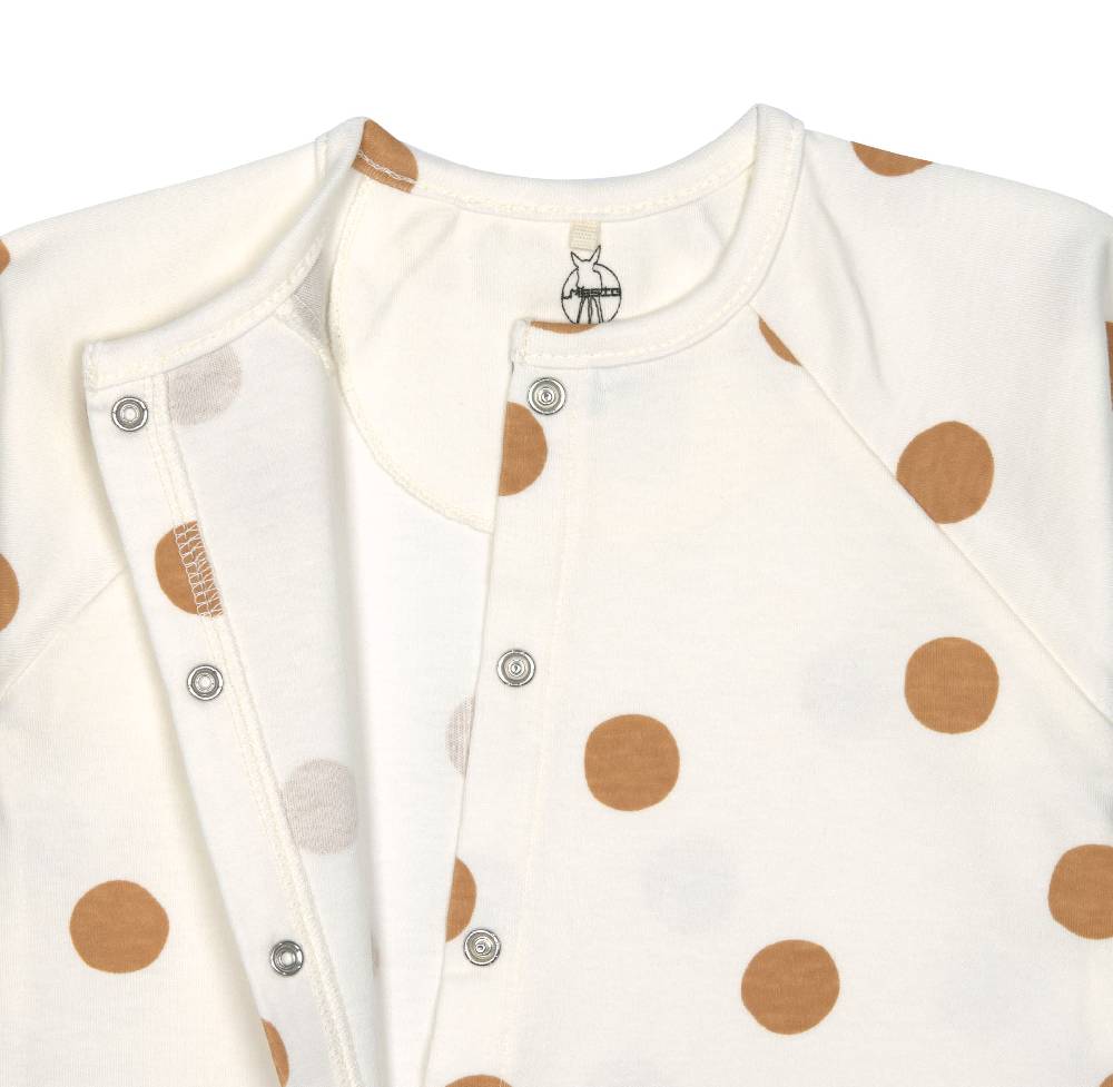 Lässig Baby Schlafanzug mit Füßen - Bio Baumwolle, Big Dots, Weiß Super Rabatt