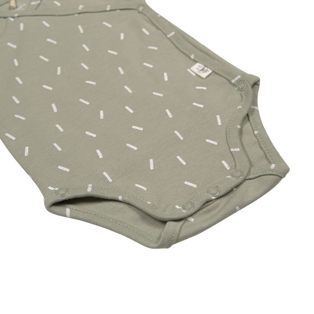 Lässig Baby Wickelbody kurzarm - Bio Baumwolle, Striche, Oliv Clearance-Verkauf