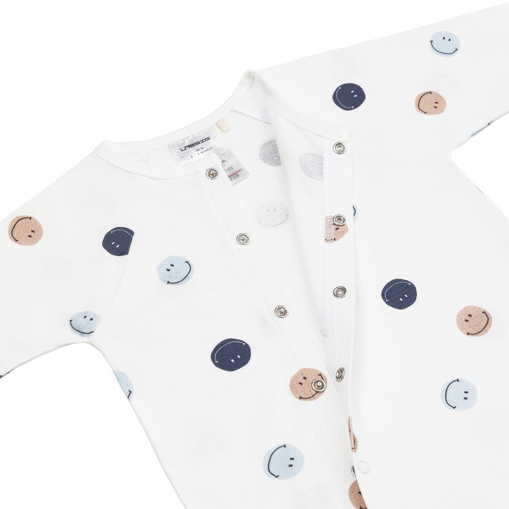 Lässig Baby Schlafoverall - Bio Baumwolle, Smile, Milky Black Friday Preise