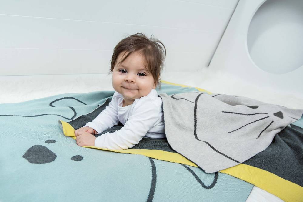 Lässig Babydecke - Bio Baumwolle, Katze Im Verkauf