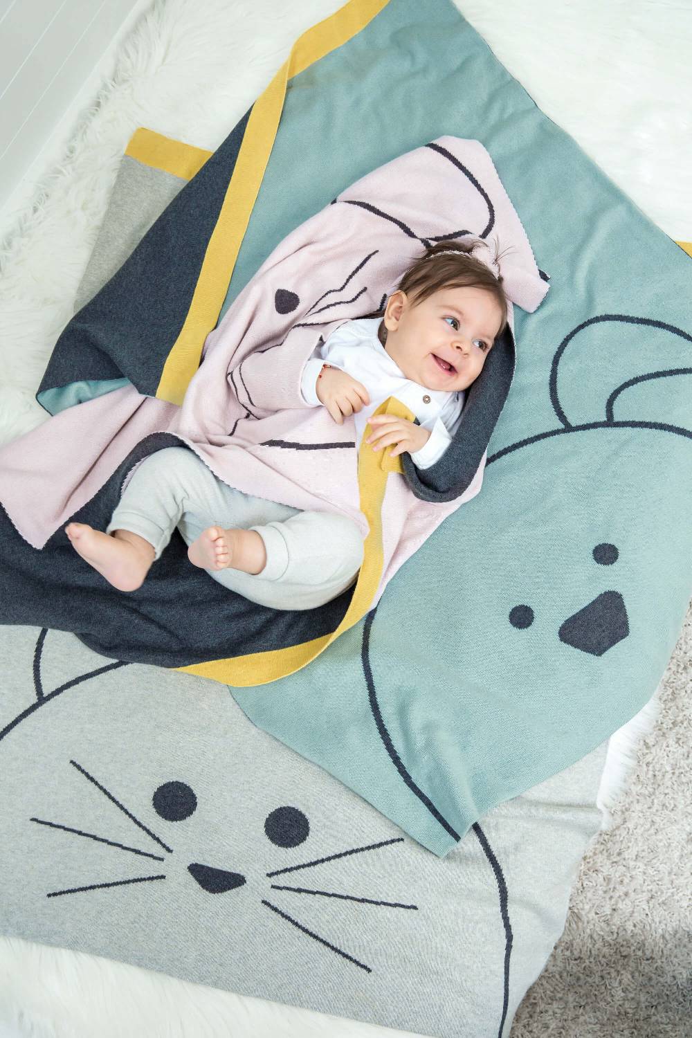 Lässig Babydecke - Bio Baumwolle, Katze Im Verkauf