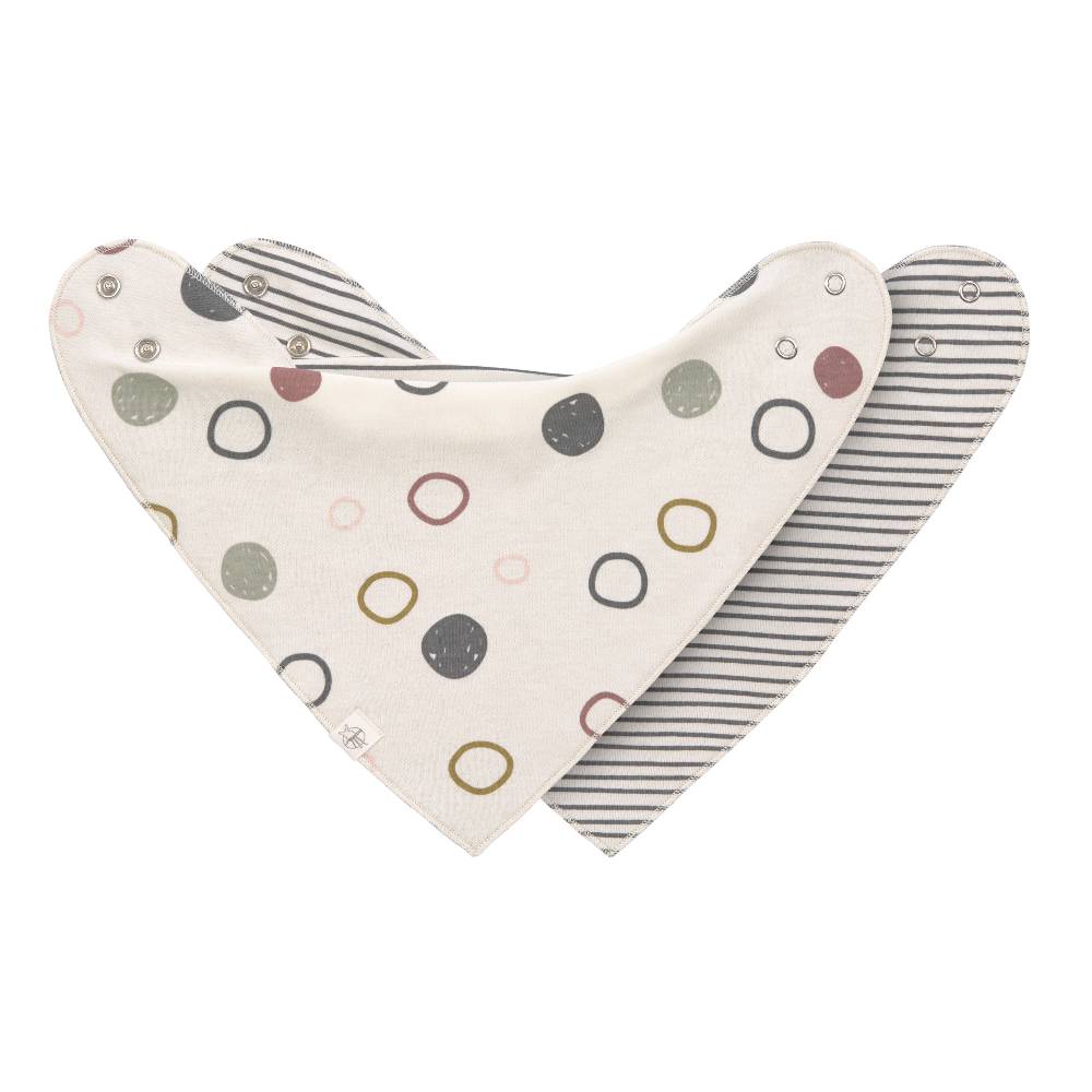Lässig Dreieckstuch Baby (2 Stk) GOTS - Bandana Cozy Colors, Circles Offwhite