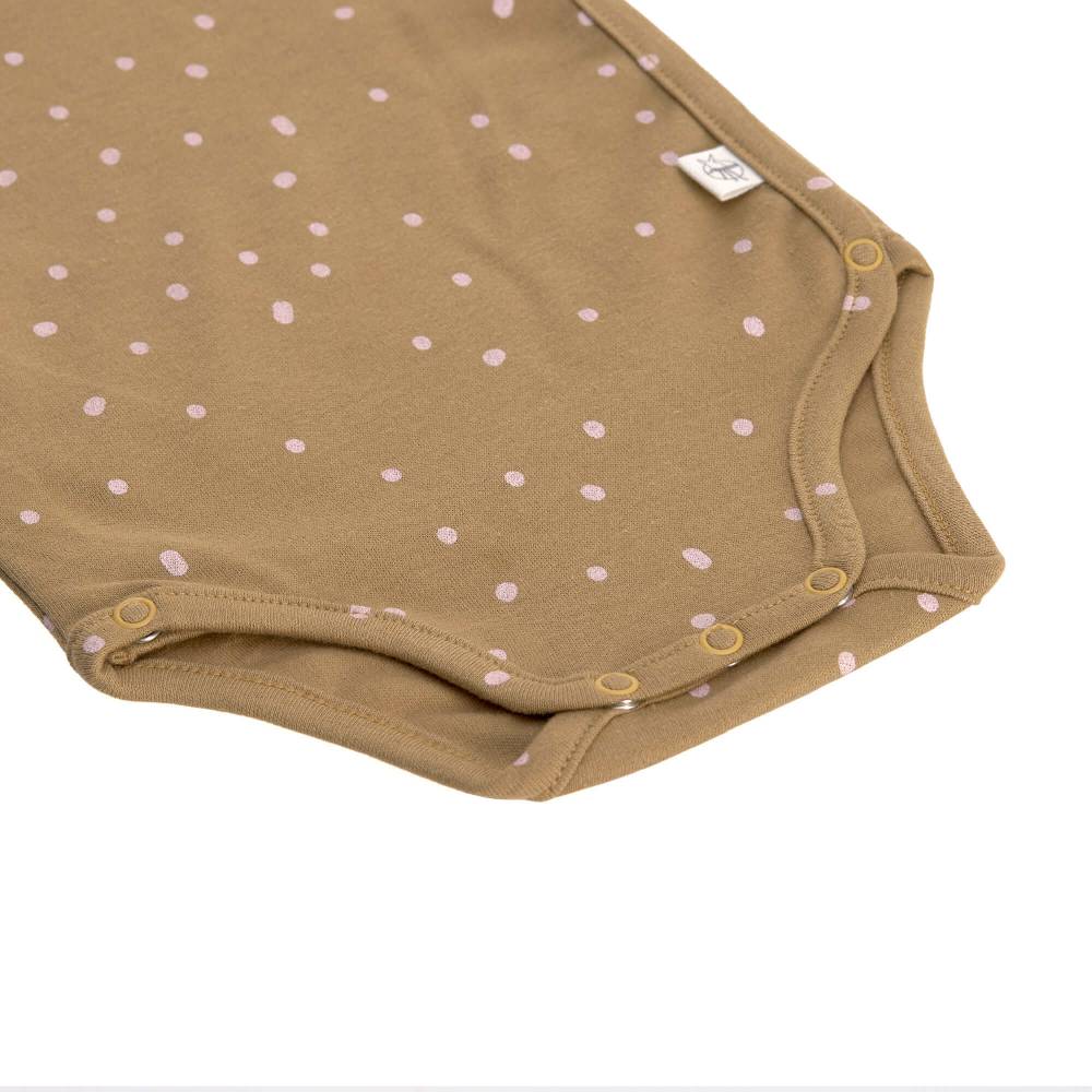 Lässig Baby Wickelbody langarm - Bio Baumwolle, Punkte, Gelb im Angebot