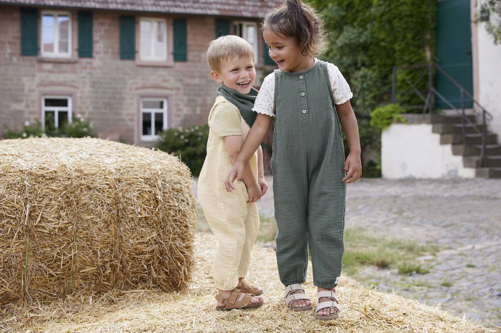 Lässig Musselin Jumpsuit - Bio Baumwolle, Petrolgrün Schlussverkauf