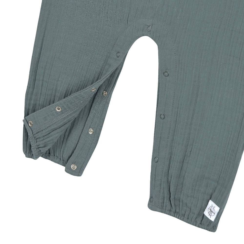 Lässig Musselin Jumpsuit - Bio Baumwolle, Petrolgrün Schlussverkauf