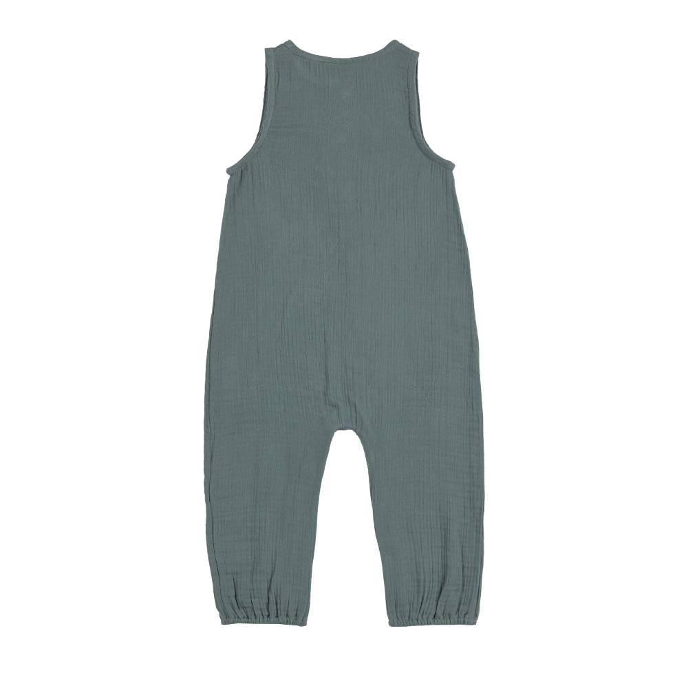 Lässig Musselin Jumpsuit - Bio Baumwolle, Petrolgrün Schlussverkauf