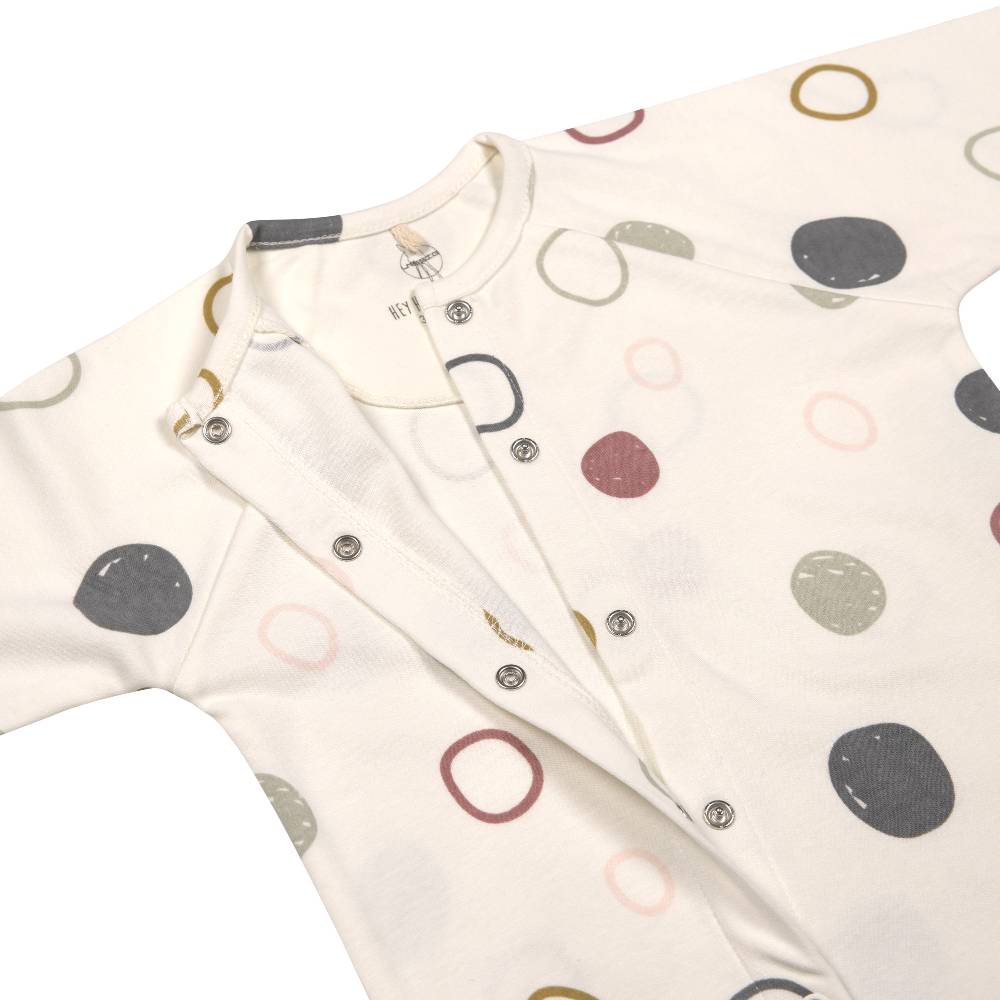 Lässig Baby Schlafanzug mit Füßen - Bio Baumwolle, Circles, Weiß Kostenloser Versand