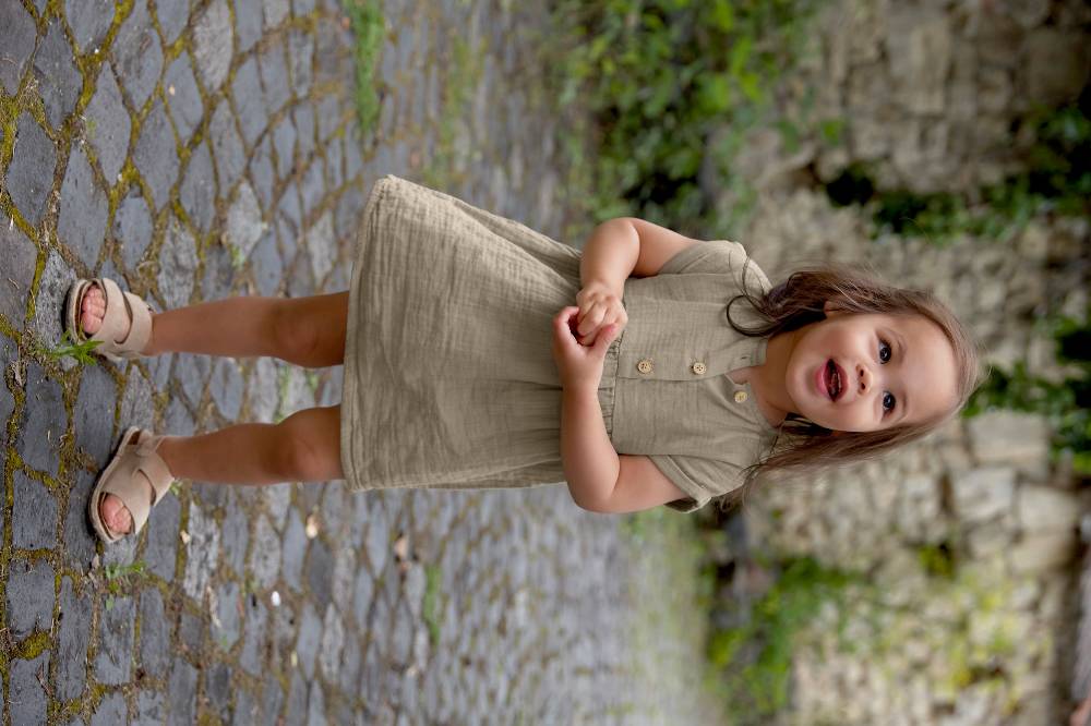 Lässig Kinderkleid - Bio Baumwolle, Taupe, Grau Saisonschlussverkauf