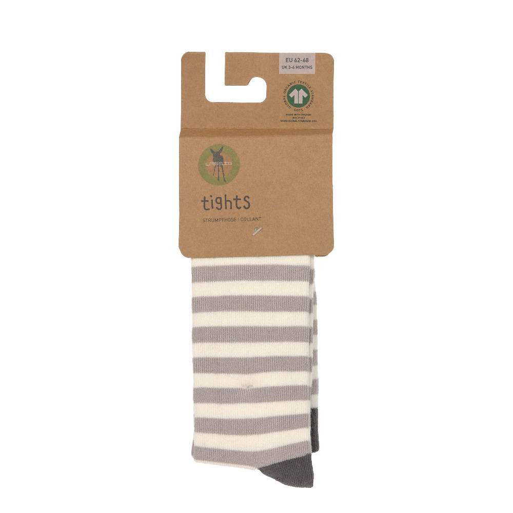 Lässig Strumpfhose GOTS - Tights, Streifen Taupe Weiß Lagerräumung