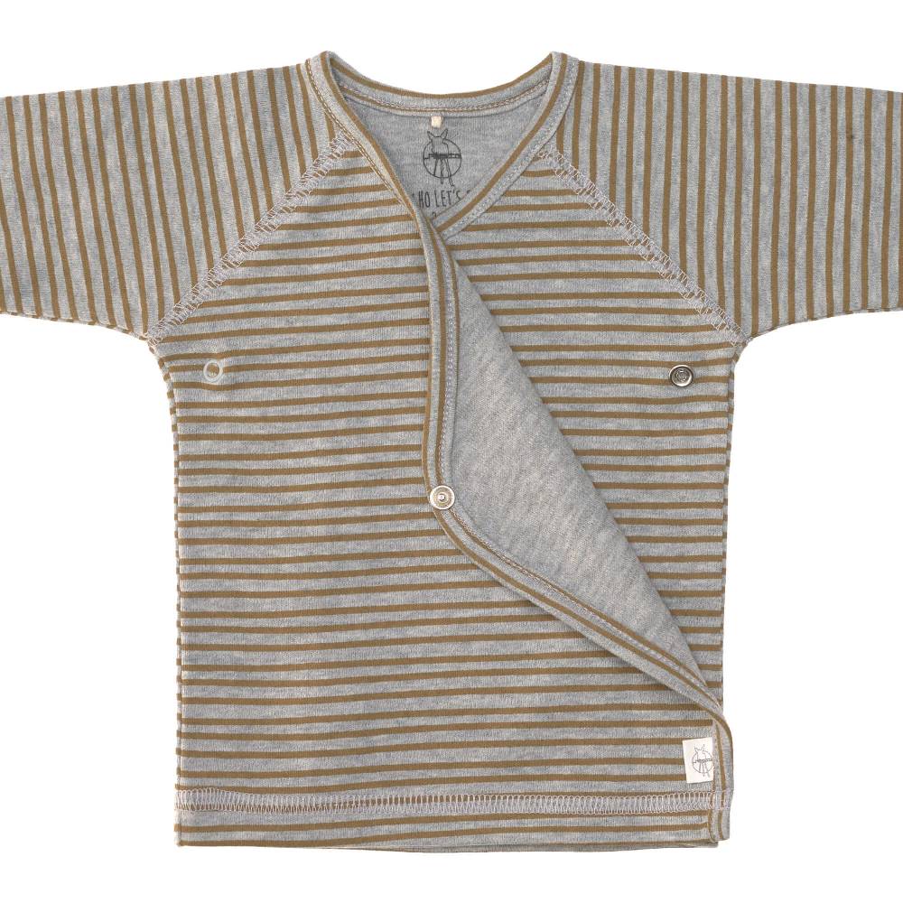 Lässig Baby Wickelshirt - Bio Baumwolle, Striped, Grau Mélange Super Sparpreis