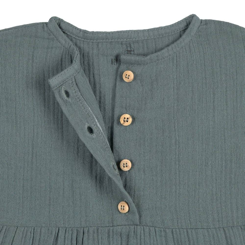 Lässig Musselin Kinderkleid - Bio Baumwolle, Petrolgrün Letzte 2 Tage