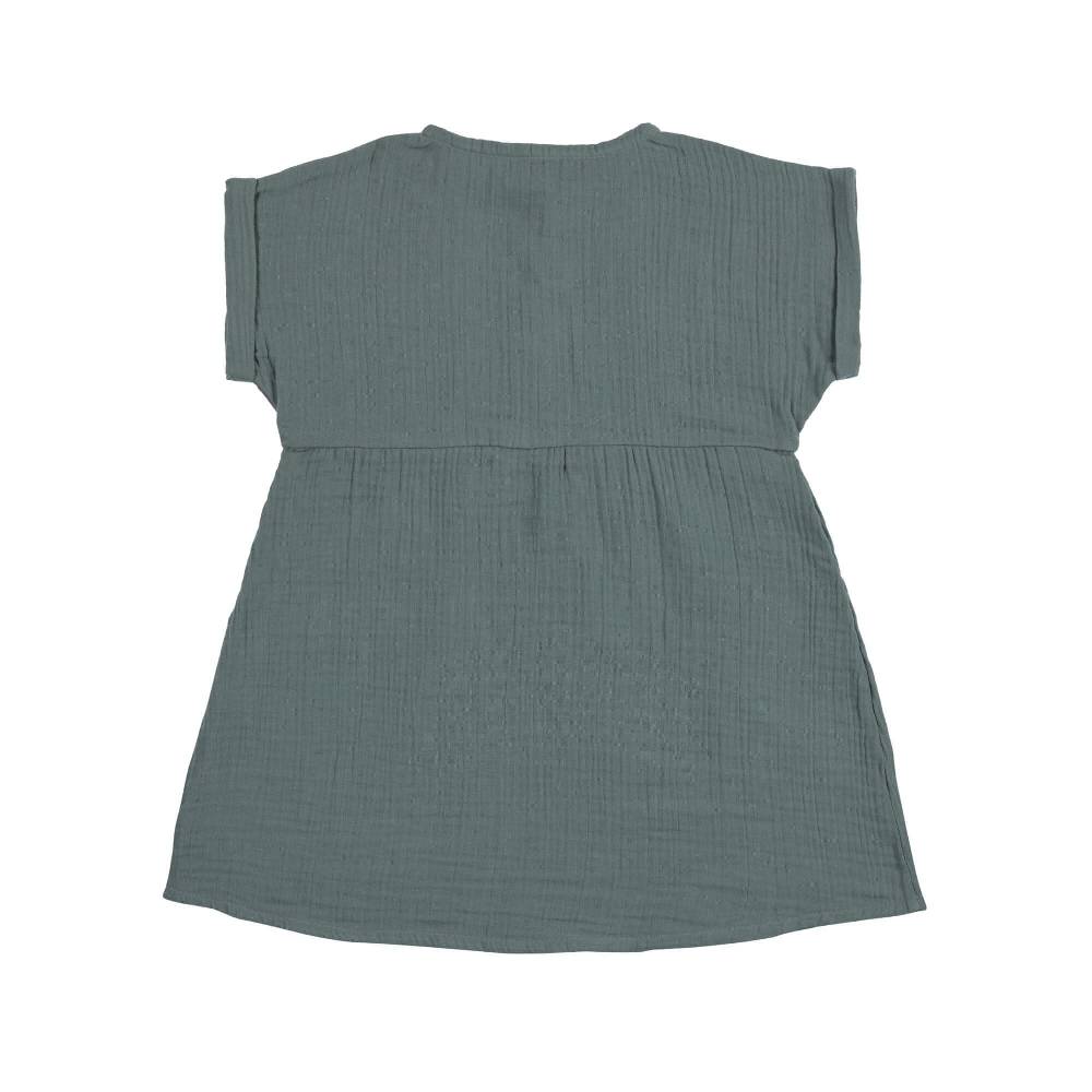 Lässig Musselin Kinderkleid - Bio Baumwolle, Petrolgrün Letzte 2 Tage